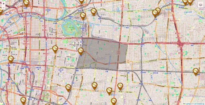 大阪府のワッツ系列（ワッツ、ワッツウィズ、シルク、ミーツ、フレッツ、百圓領事館）の店舗地図