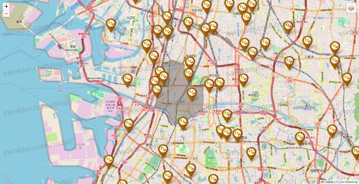 大阪府のワッツ系列（ワッツ、ワッツウィズ、シルク、ミーツ、フレッツ、百圓領事館）の店舗地図
