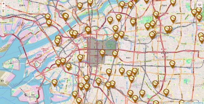 大阪府のワッツ系列（ワッツ、ワッツウィズ、シルク、ミーツ、フレッツ、百圓領事館）の店舗地図