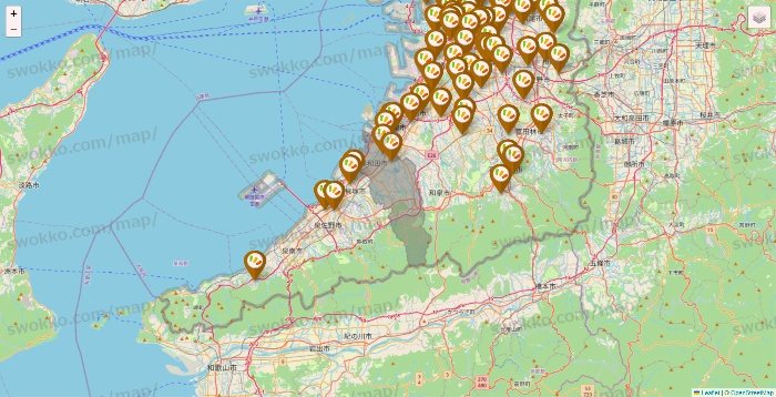 大阪府のワッツ系列（ワッツ、ワッツウィズ、シルク、ミーツ、フレッツ、百圓領事館）の店舗地図