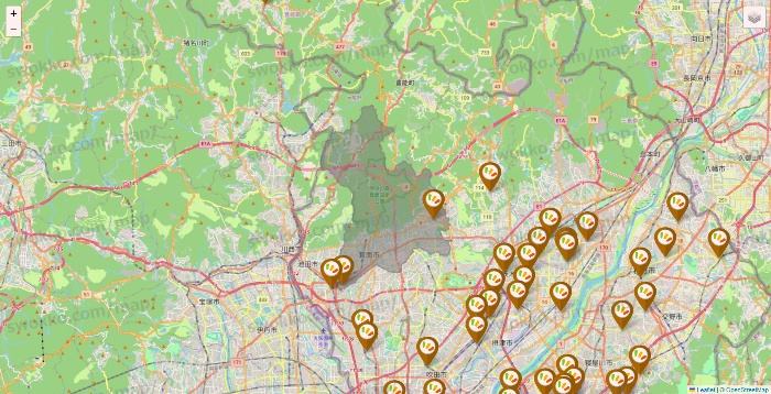 大阪府のワッツ系列（ワッツ、ワッツウィズ、シルク、ミーツ、フレッツ、百圓領事館）の店舗地図