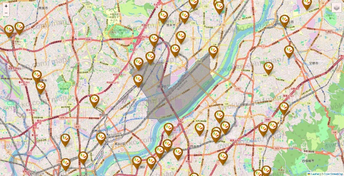 大阪府のワッツ系列（ワッツ、ワッツウィズ、シルク、ミーツ、フレッツ、百圓領事館）の店舗地図