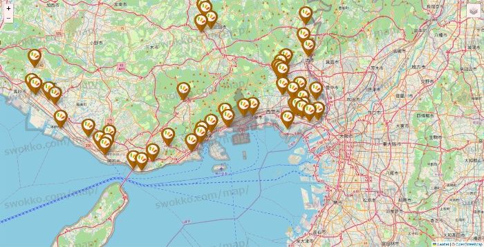 兵庫県のワッツ系列（ワッツ、ワッツウィズ、シルク、ミーツ、フレッツ、百圓領事館）の店舗地図