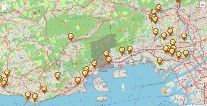 兵庫県のワッツ系列（ワッツ、ワッツウィズ、シルク、ミーツ、フレッツ、百圓領事館）の店舗地図