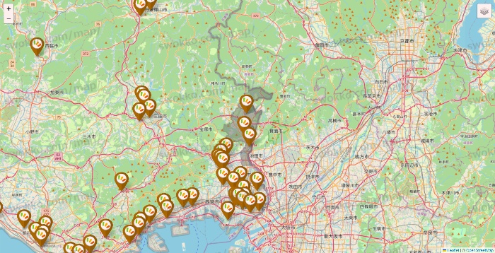 兵庫県のワッツ系列（ワッツ、ワッツウィズ、シルク、ミーツ、フレッツ、百圓領事館）の店舗地図