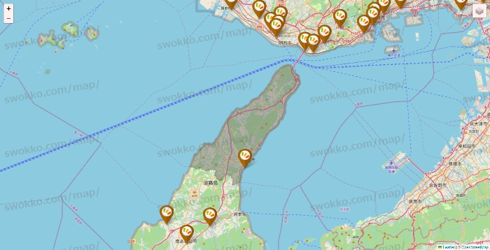 兵庫県のワッツ系列（ワッツ、ワッツウィズ、シルク、ミーツ、フレッツ、百圓領事館）の店舗地図