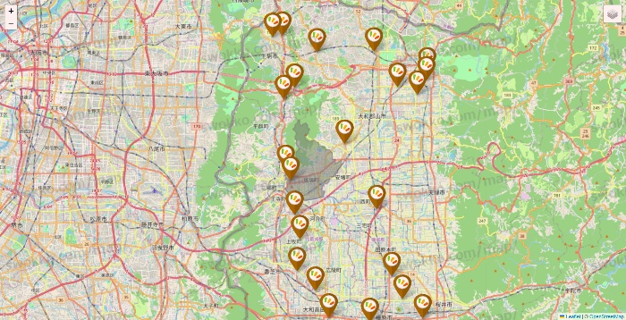 奈良県のワッツ系列（ワッツ、ワッツウィズ、シルク、ミーツ、フレッツ、百圓領事館）の店舗地図