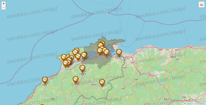 島根県のワッツ系列（ワッツ、ワッツウィズ、シルク、ミーツ、フレッツ、百圓領事館）の店舗地図
