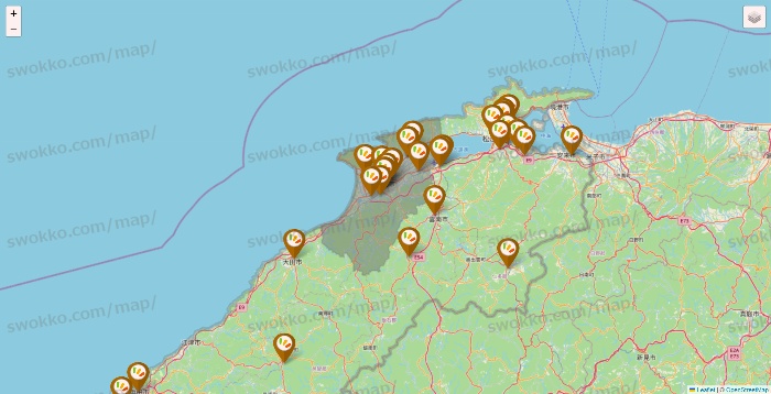 島根県のワッツ系列（ワッツ、ワッツウィズ、シルク、ミーツ、フレッツ、百圓領事館）の店舗地図