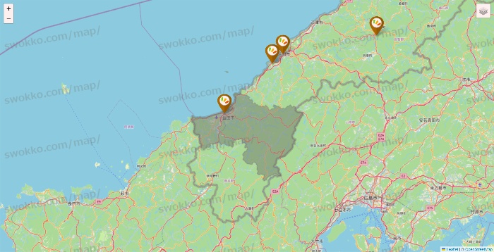 島根県のワッツ系列（ワッツ、ワッツウィズ、シルク、ミーツ、フレッツ、百圓領事館）の店舗地図