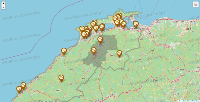 島根県のワッツ系列（ワッツ、ワッツウィズ、シルク、ミーツ、フレッツ、百圓領事館）の店舗地図