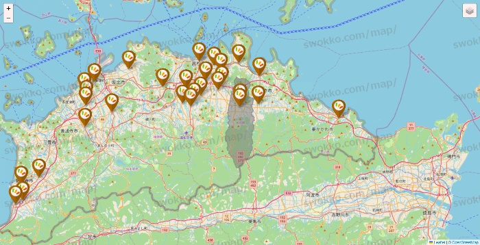 香川県のワッツ系列（ワッツ、ワッツウィズ、シルク、ミーツ、フレッツ、百圓領事館）の店舗地図