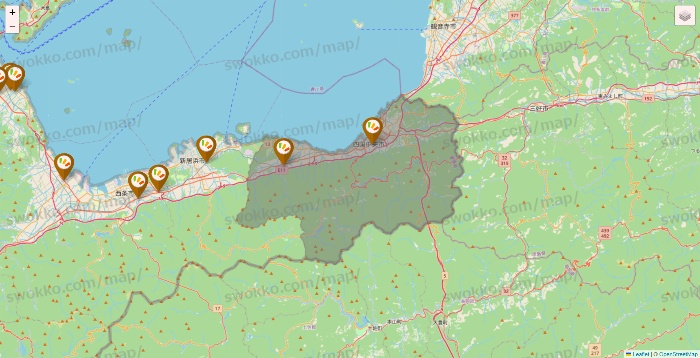 愛媛県のワッツ系列（ワッツ、ワッツウィズ、シルク、ミーツ、フレッツ、百圓領事館）の店舗地図