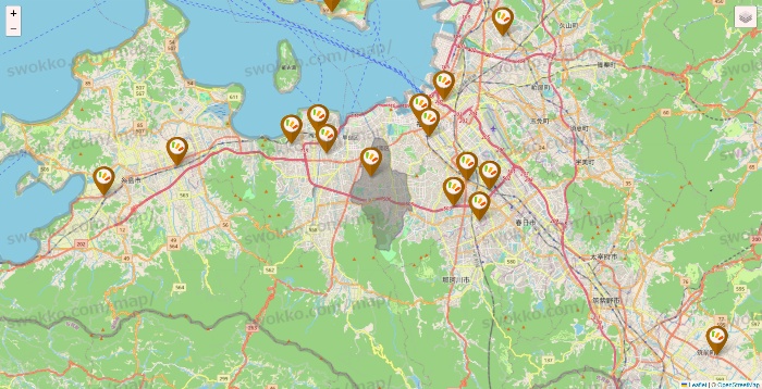 福岡県のワッツ系列（ワッツ、ワッツウィズ、シルク、ミーツ、フレッツ、百圓領事館）の店舗地図