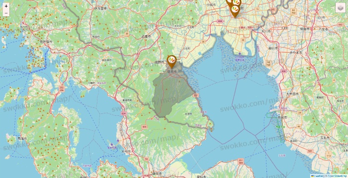 佐賀県のワッツ系列（ワッツ、ワッツウィズ、シルク、ミーツ、フレッツ、百圓領事館）の店舗地図