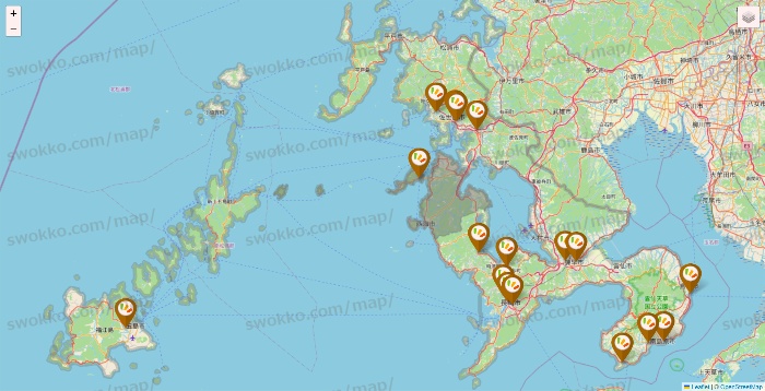 長崎県のワッツ系列（ワッツ、ワッツウィズ、シルク、ミーツ、フレッツ、百圓領事館）の店舗地図