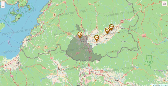 熊本県のワッツ系列（ワッツ、ワッツウィズ、シルク、ミーツ、フレッツ、百圓領事館）の店舗地図