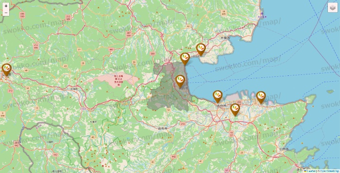 大分県のワッツ系列（ワッツ、ワッツウィズ、シルク、ミーツ、フレッツ、百圓領事館）の店舗地図