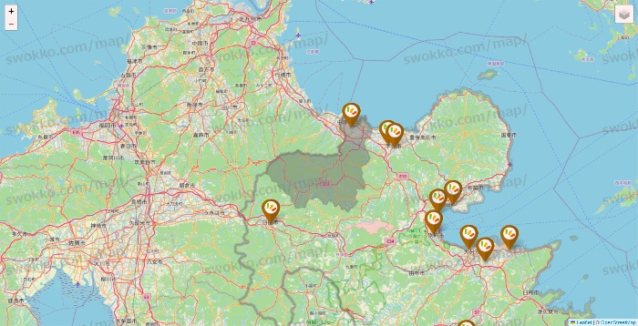 大分県のワッツ系列（ワッツ、ワッツウィズ、シルク、ミーツ、フレッツ、百圓領事館）の店舗地図