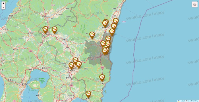 宮崎県のワッツ系列（ワッツ、ワッツウィズ、シルク、ミーツ、フレッツ、百圓領事館）の店舗地図