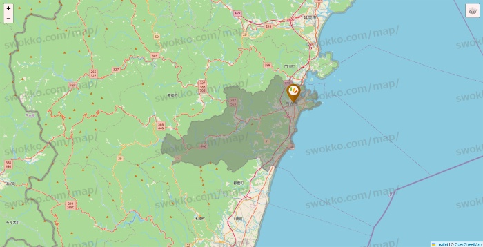 宮崎県のワッツ系列（ワッツ、ワッツウィズ、シルク、ミーツ、フレッツ、百圓領事館）の店舗地図