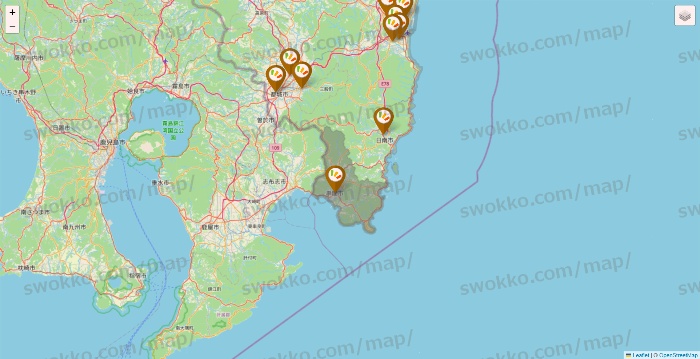 宮崎県のワッツ系列（ワッツ、ワッツウィズ、シルク、ミーツ、フレッツ、百圓領事館）の店舗地図
