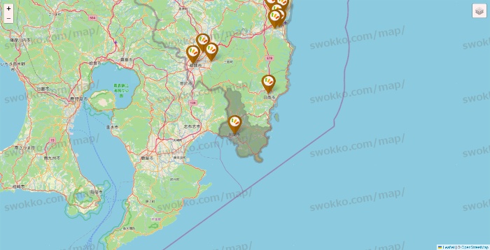 宮崎県のワッツ系列（ワッツ、ワッツウィズ、シルク、ミーツ、フレッツ、百圓領事館）の店舗地図