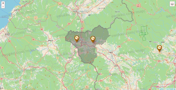 宮崎県のワッツ系列（ワッツ、ワッツウィズ、シルク、ミーツ、フレッツ、百圓領事館）の店舗地図