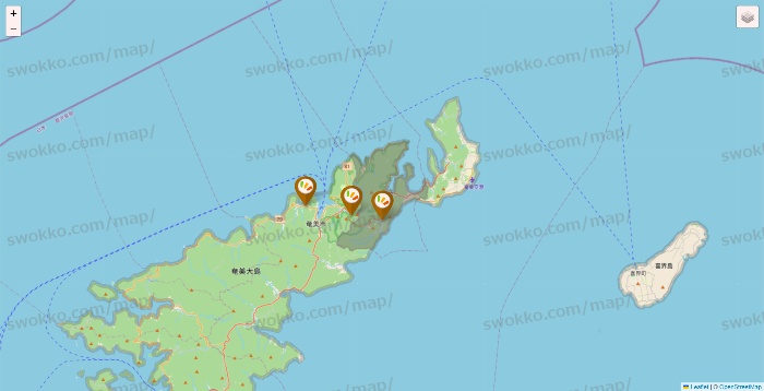 鹿児島県のワッツ系列（ワッツ、ワッツウィズ、シルク、ミーツ、フレッツ、百圓領事館）の店舗地図
