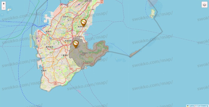 沖縄県のワッツ系列（ワッツ、ワッツウィズ、シルク、ミーツ、フレッツ、百圓領事館）の店舗地図