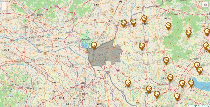 茨城県のワッツ系列（ワッツ、ワッツウィズ、シルク、ミーツ、フレッツ、百圓領事館）の店舗地図