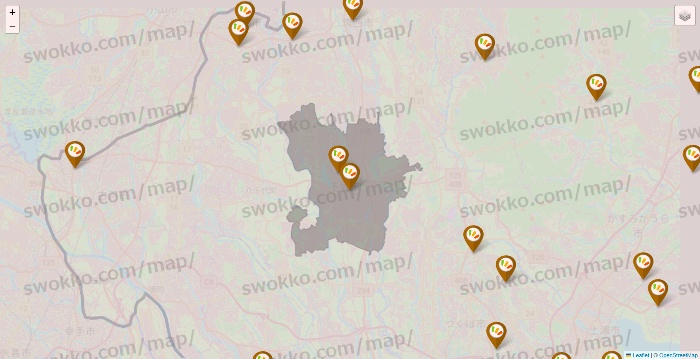 茨城県のワッツ系列（ワッツ、ワッツウィズ、シルク、ミーツ、フレッツ、百圓領事館）の店舗地図