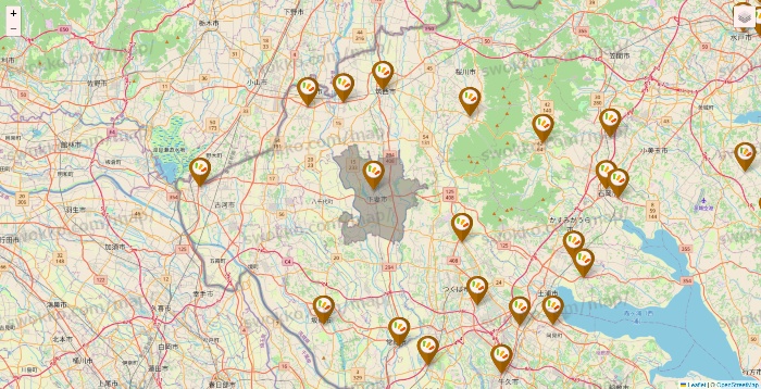 茨城県のワッツ系列（ワッツ、ワッツウィズ、シルク、ミーツ、フレッツ、百圓領事館）の店舗地図