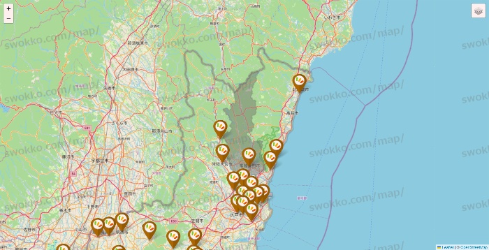 茨城県のワッツ系列（ワッツ、ワッツウィズ、シルク、ミーツ、フレッツ、百圓領事館）の店舗地図