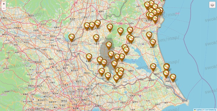 茨城県のワッツ系列（ワッツ、ワッツウィズ、シルク、ミーツ、フレッツ、百圓領事館）の店舗地図