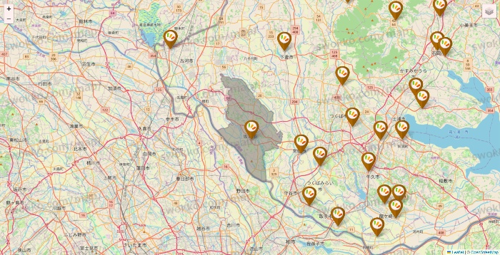 茨城県のワッツ系列（ワッツ、ワッツウィズ、シルク、ミーツ、フレッツ、百圓領事館）の店舗地図