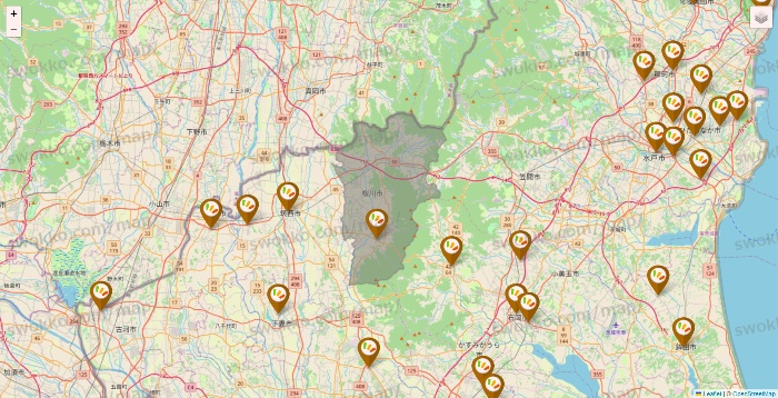 茨城県のワッツ系列（ワッツ、ワッツウィズ、シルク、ミーツ、フレッツ、百圓領事館）の店舗地図