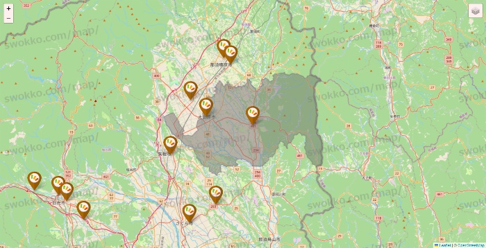 栃木県のワッツ系列（ワッツ、ワッツウィズ、シルク、ミーツ、フレッツ、百圓領事館）の店舗地図