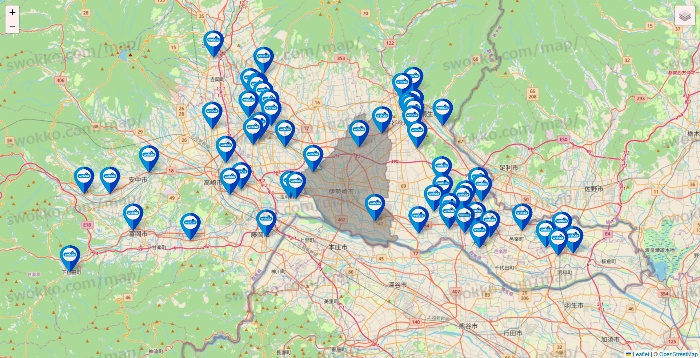 群馬県のウエルシア系の店舗地図