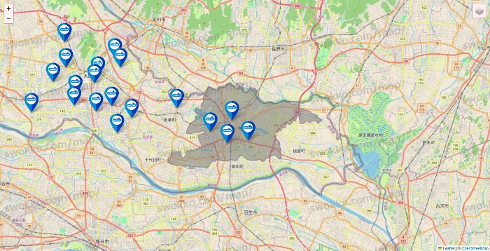 群馬県のウエルシア系の店舗地図
