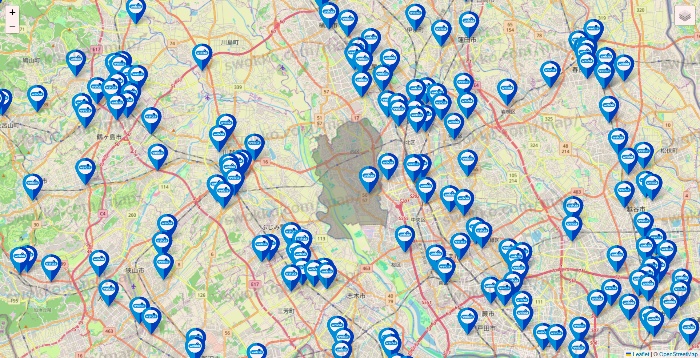 埼玉県のウエルシア系の店舗地図