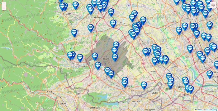 埼玉県のウエルシア系の店舗地図