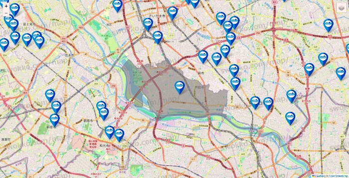 埼玉県のウエルシア系の店舗地図