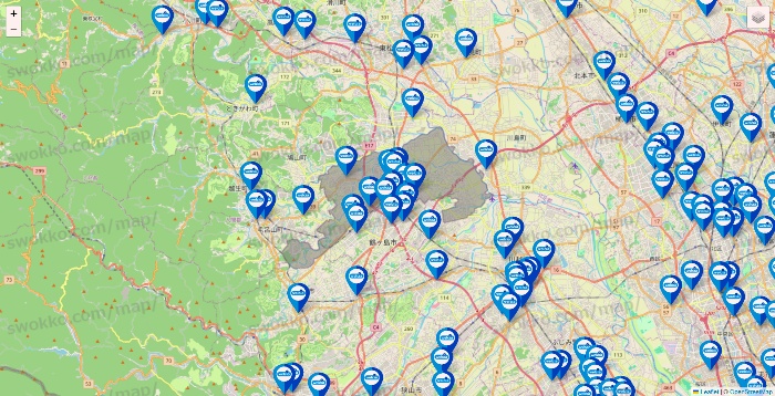 埼玉県のウエルシア系の店舗地図