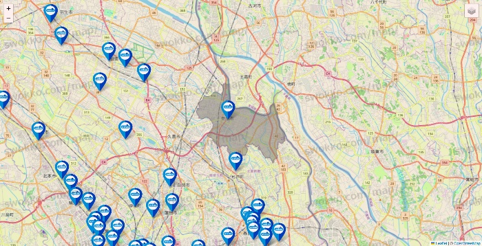 埼玉県のウエルシア系の店舗地図