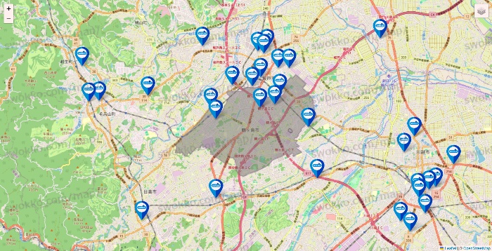 埼玉県のウエルシア系の店舗地図