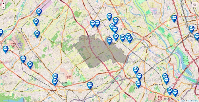 埼玉県のウエルシア系の店舗地図