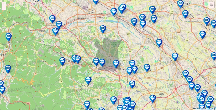 埼玉県のウエルシア系の店舗地図
