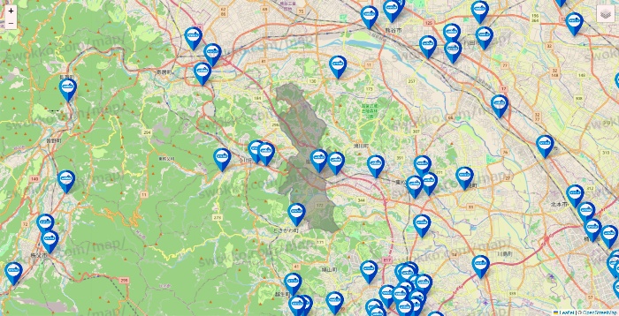 埼玉県のウエルシア系の店舗地図
