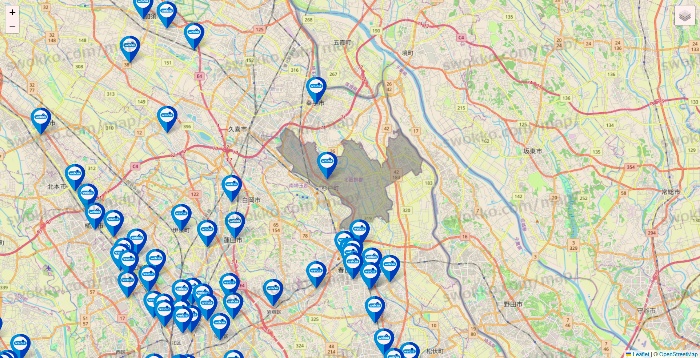 埼玉県のウエルシア系の店舗地図